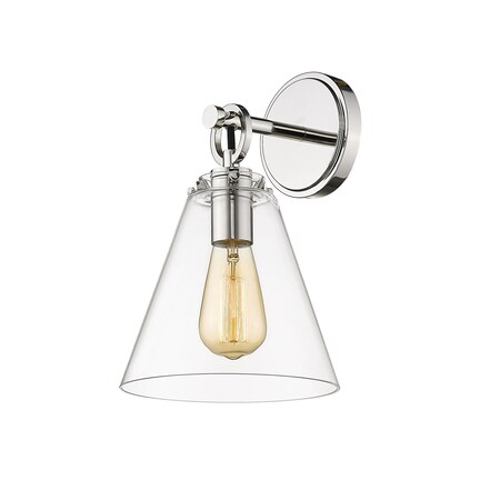 Harper 1 Light Wall Sconce, Polished Nickel & Clear